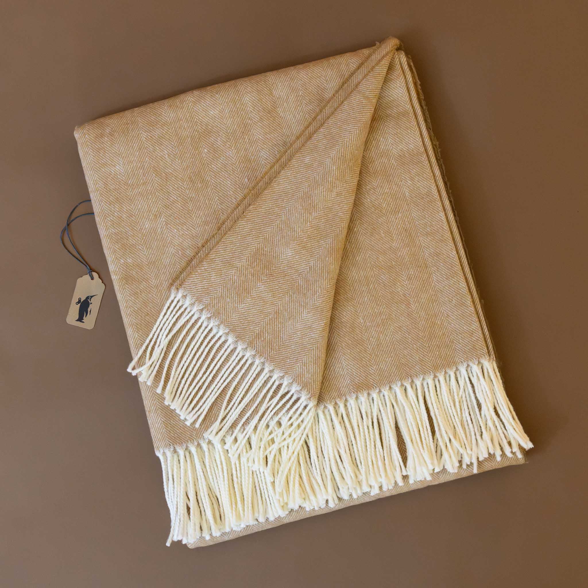 Herringbone Throw Blanket | Caramel