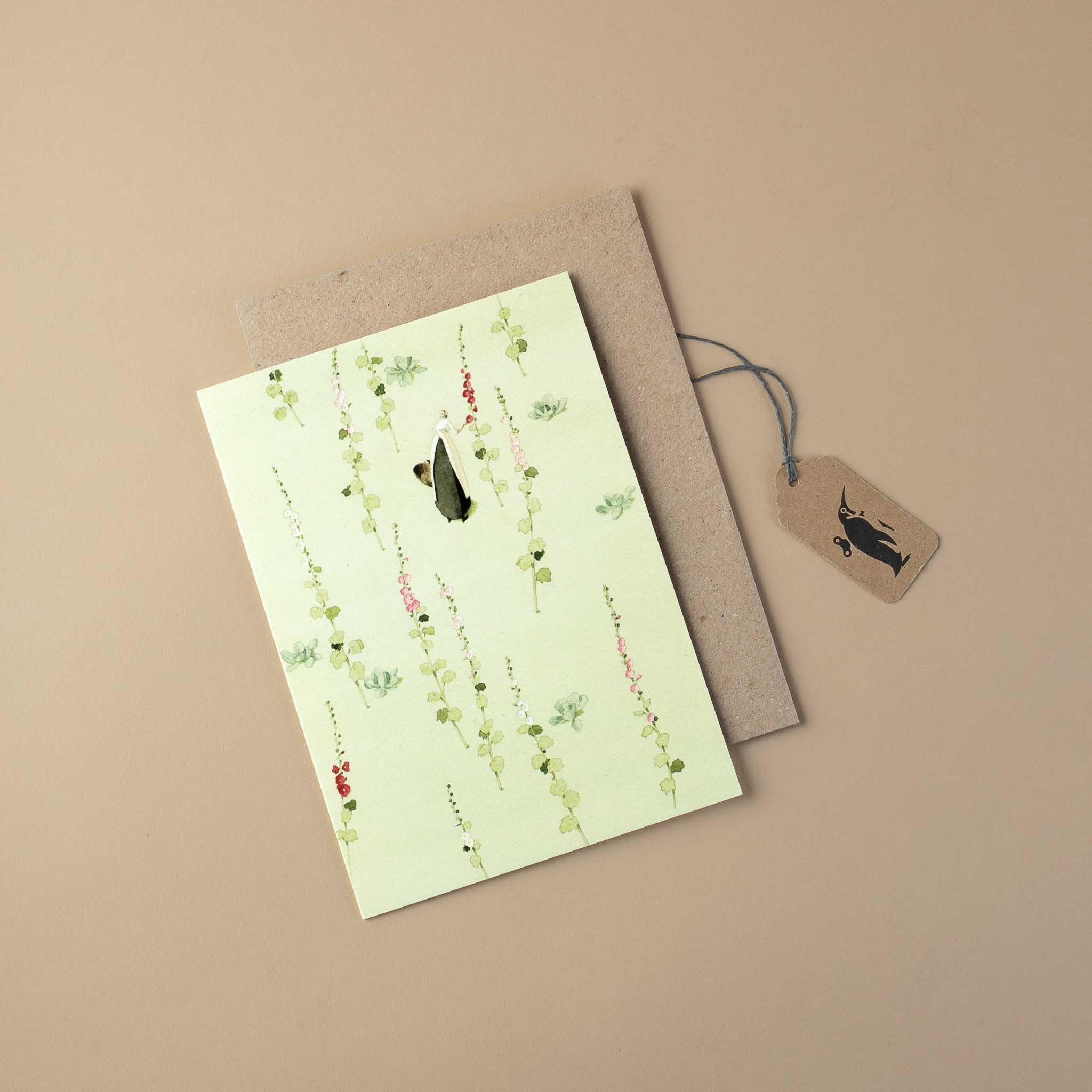 Hollyhocks Greeting Card