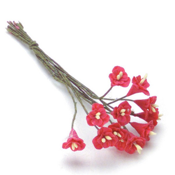 One Dozen Hot Pink Dollhouse Miniature Camellias