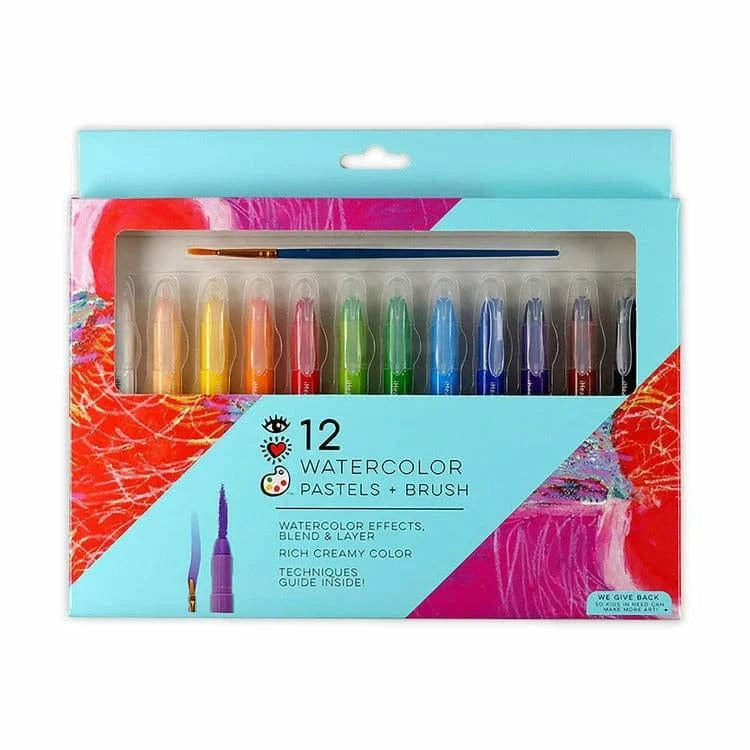 Watercolor Pastels & Brush (Set of 12)