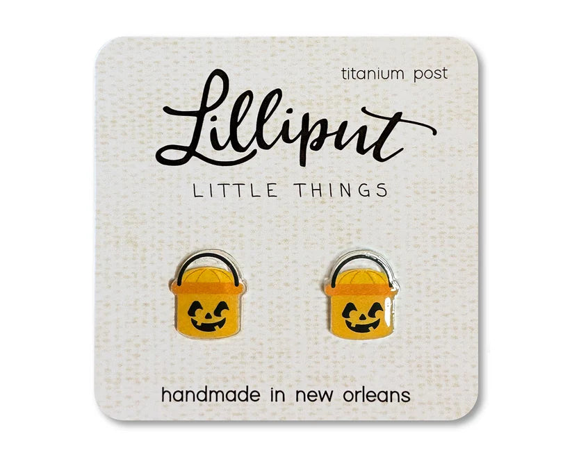 Retro Pumpkin Bucket Earrings
