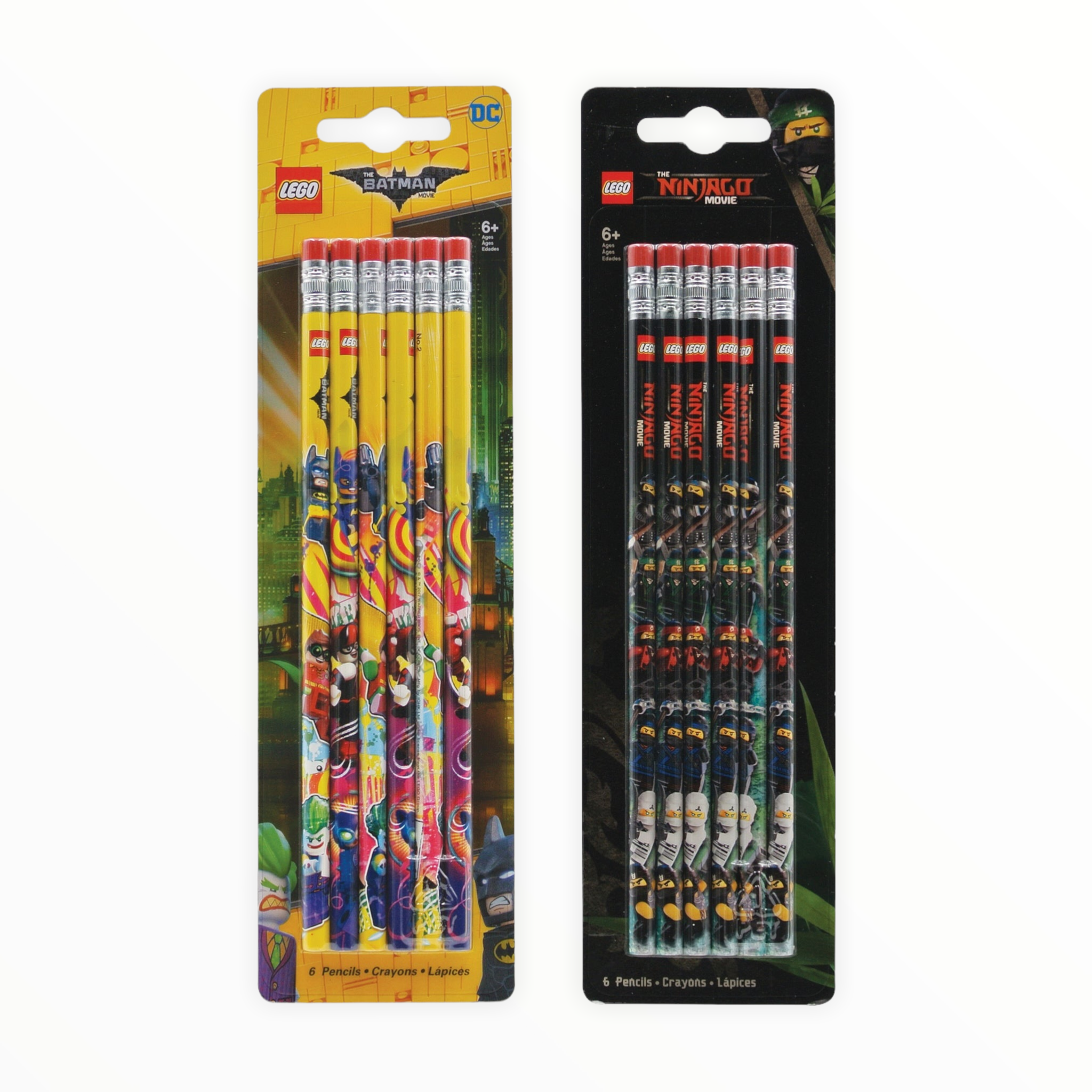 LEGO Graphite Pencils (6 pack) - LEGO Batman Movie / LEGO Ninjago Movie