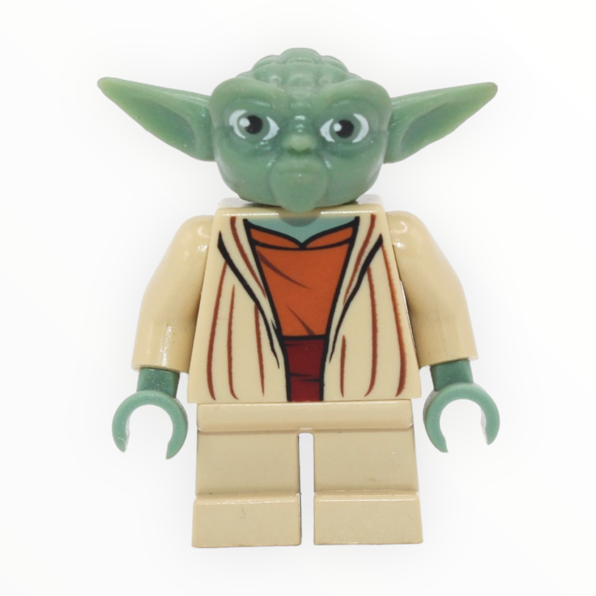 Yoda (Clone Wars, gray hair, dark orange belt, plain back)