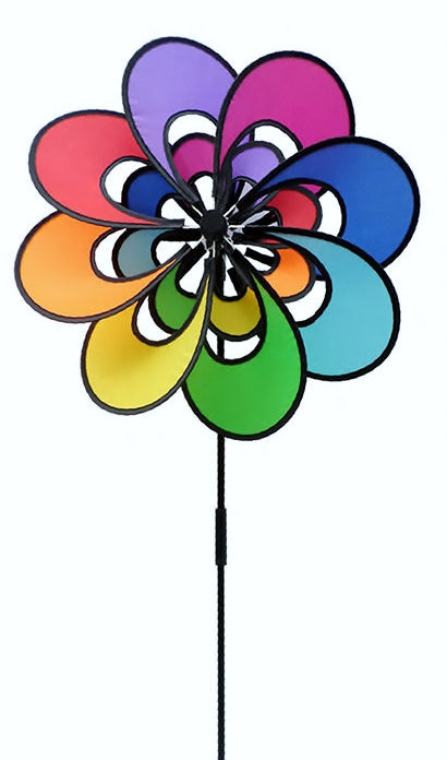 "3D Rainbow Double Flower" Wind Garden Spinner