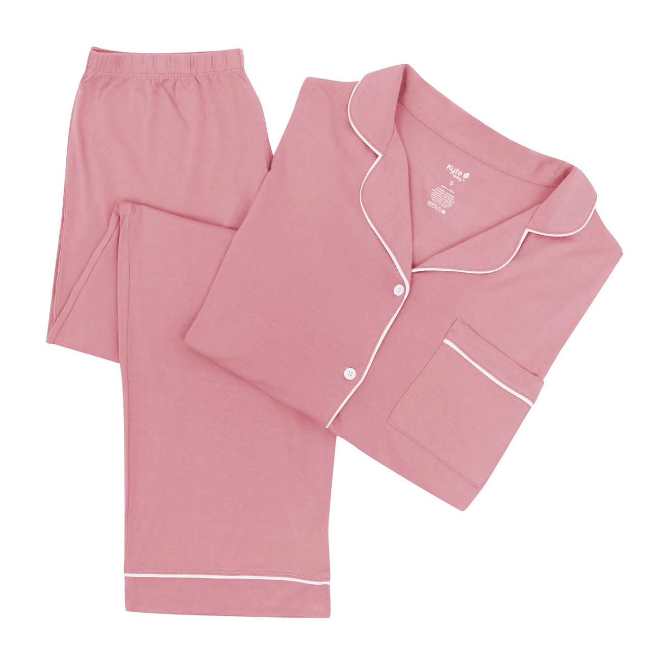 Kyte Baby Women's Long Sleeve Pajama Set in Apple Blossom with Cloud Trim