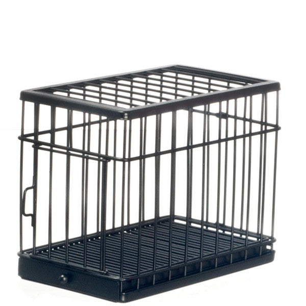 Large Black Dollhouse Miniature Dog Cage
