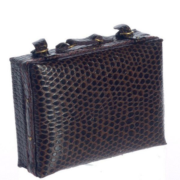 Large Faux Leather Dollhouse Miniature Suitcase