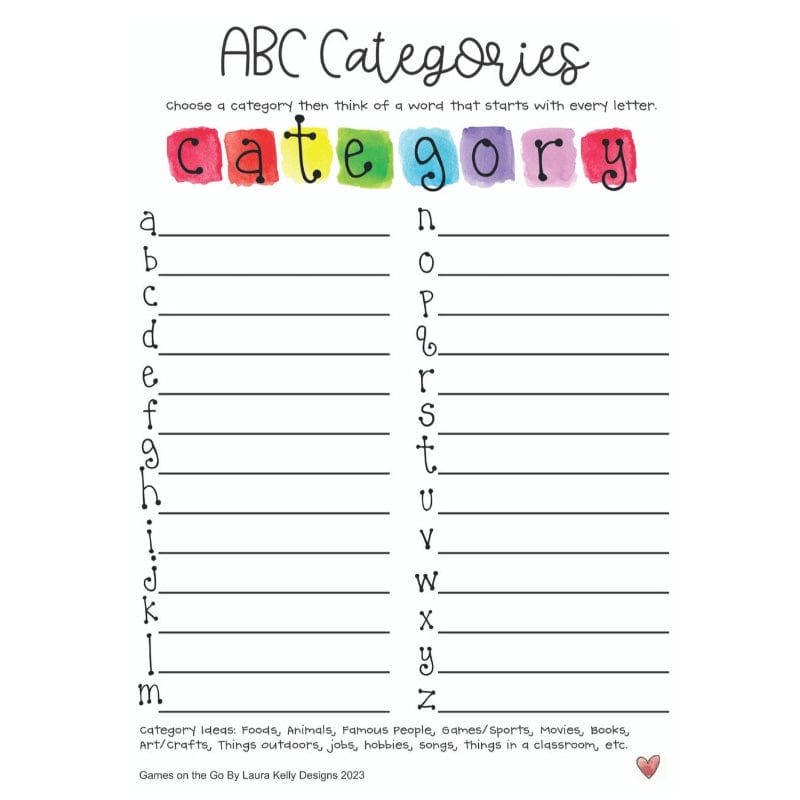 ABC Categories (Games To Go)