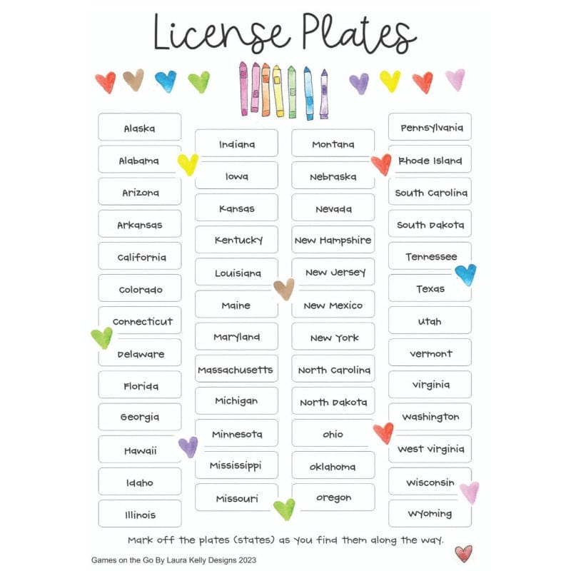 License Plates (Games To Go)