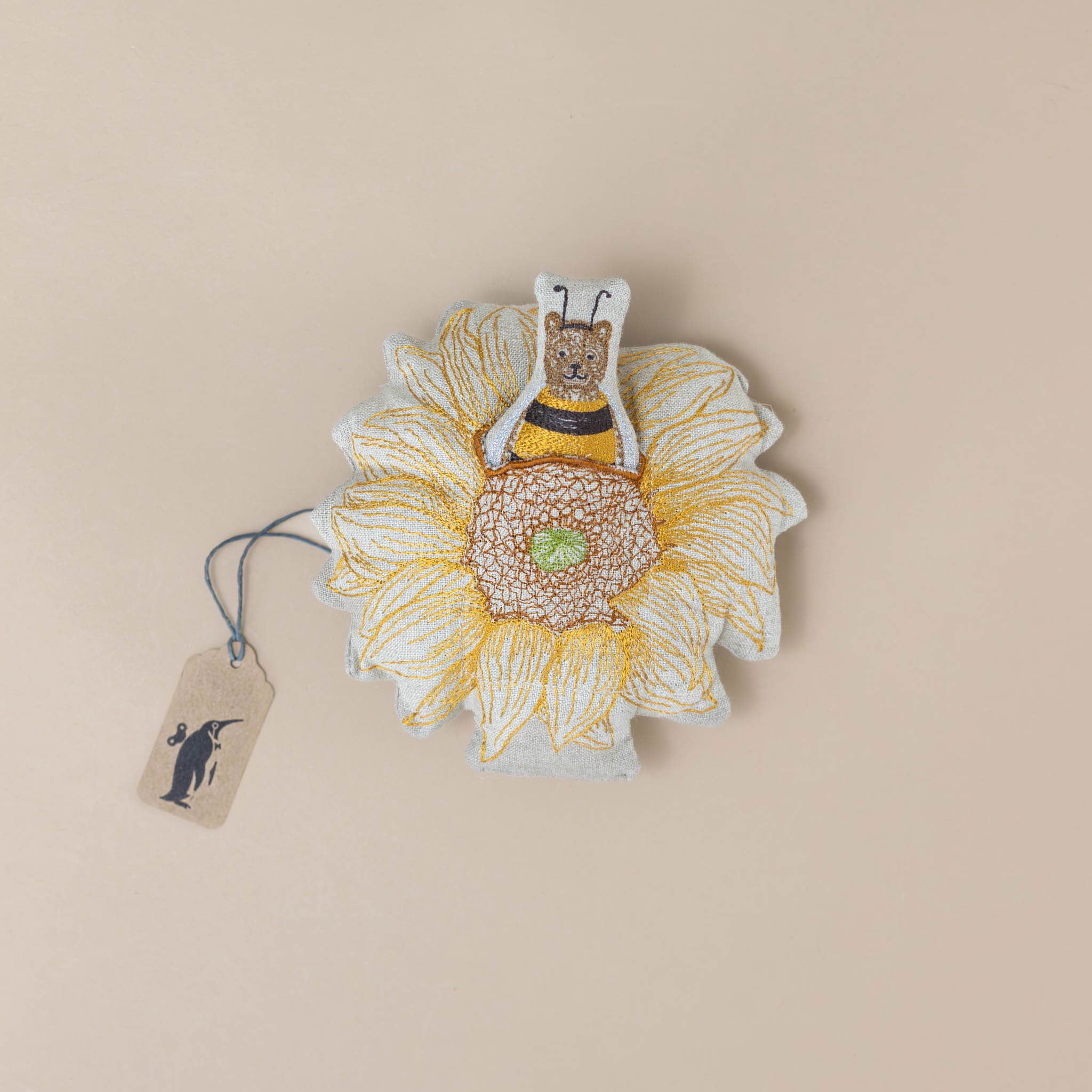 Little Embroidered Pocket Pillow  | Bee Mine Sunflower