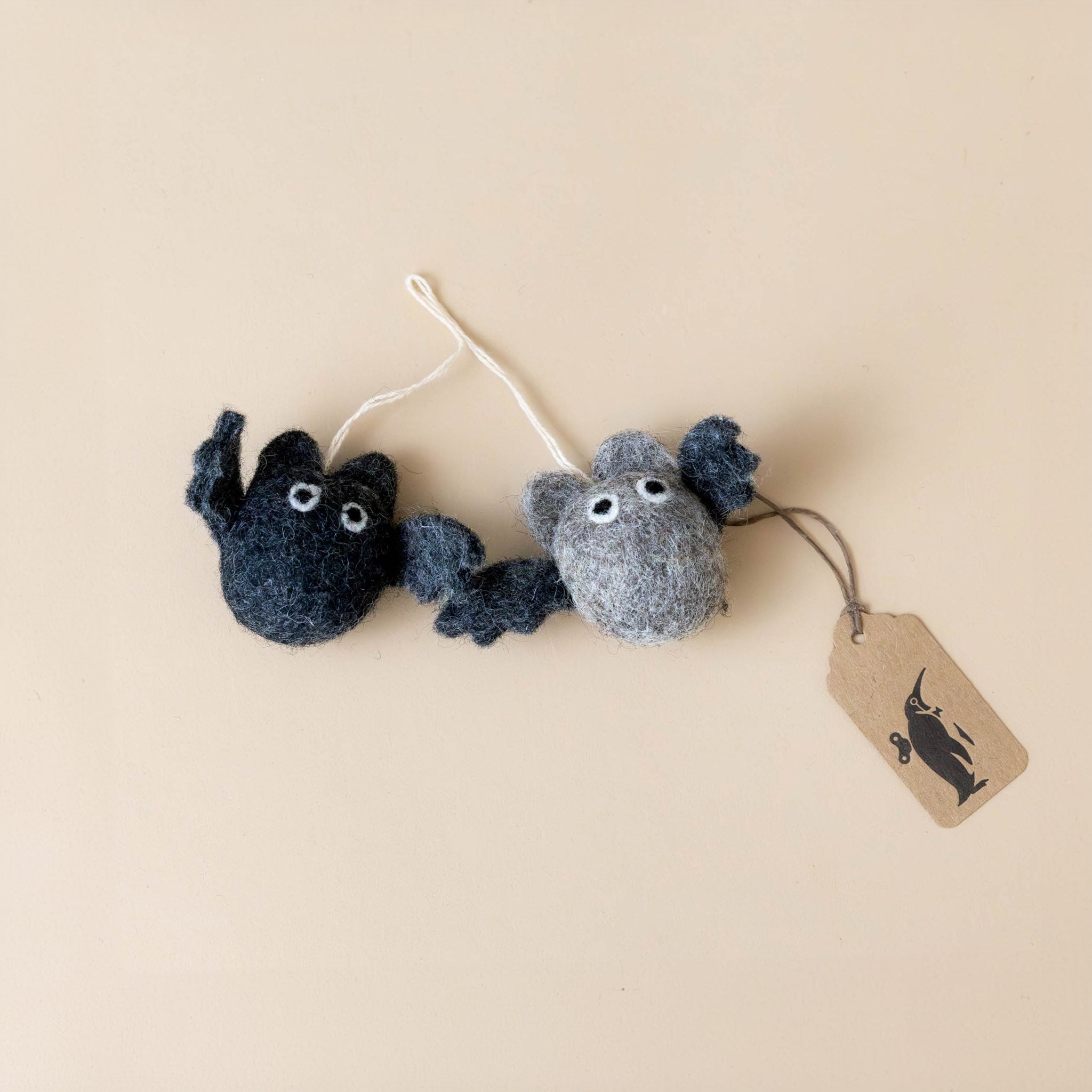 Little Felt Bats Ornament Duo