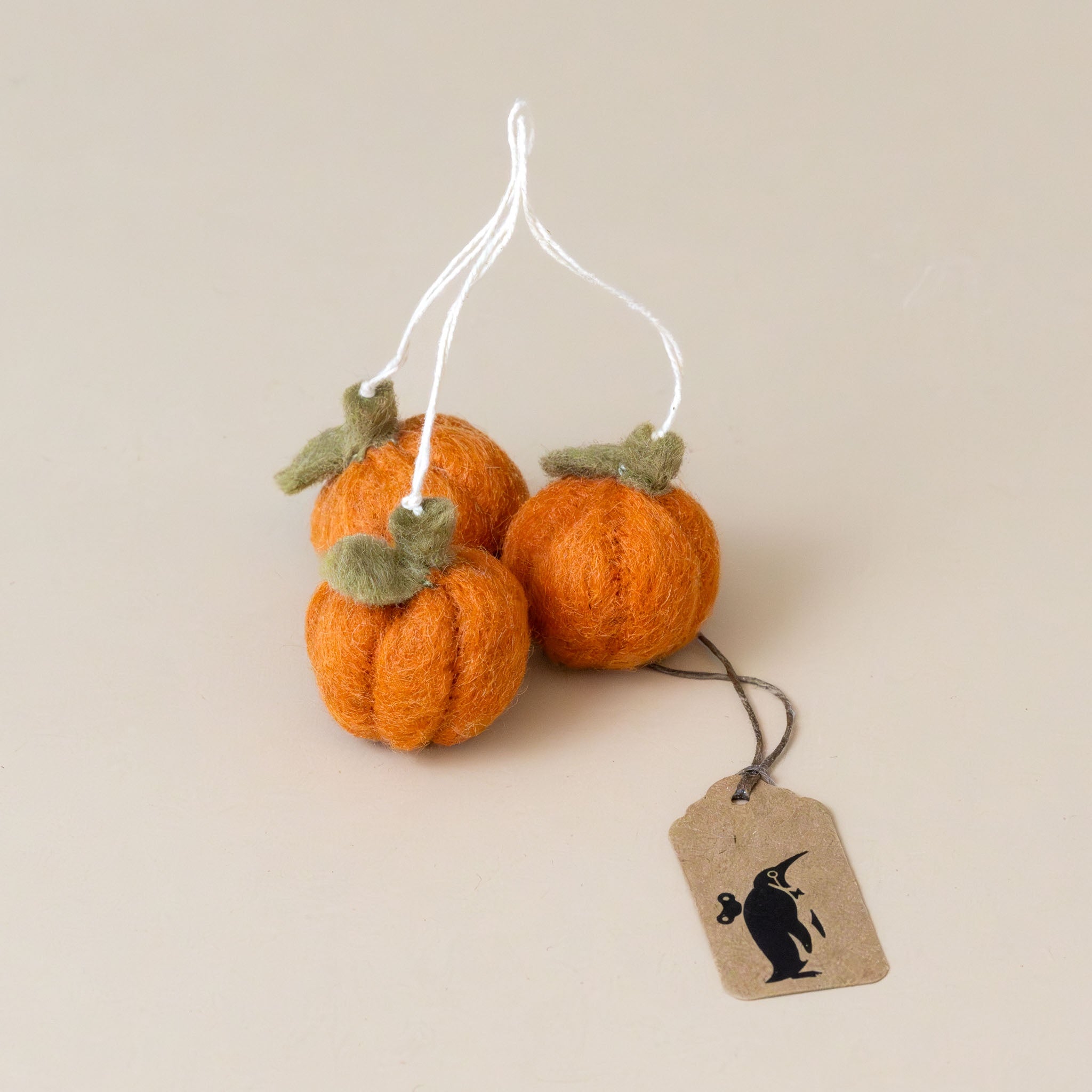 Little Felt Pumpkin Ornament Trio