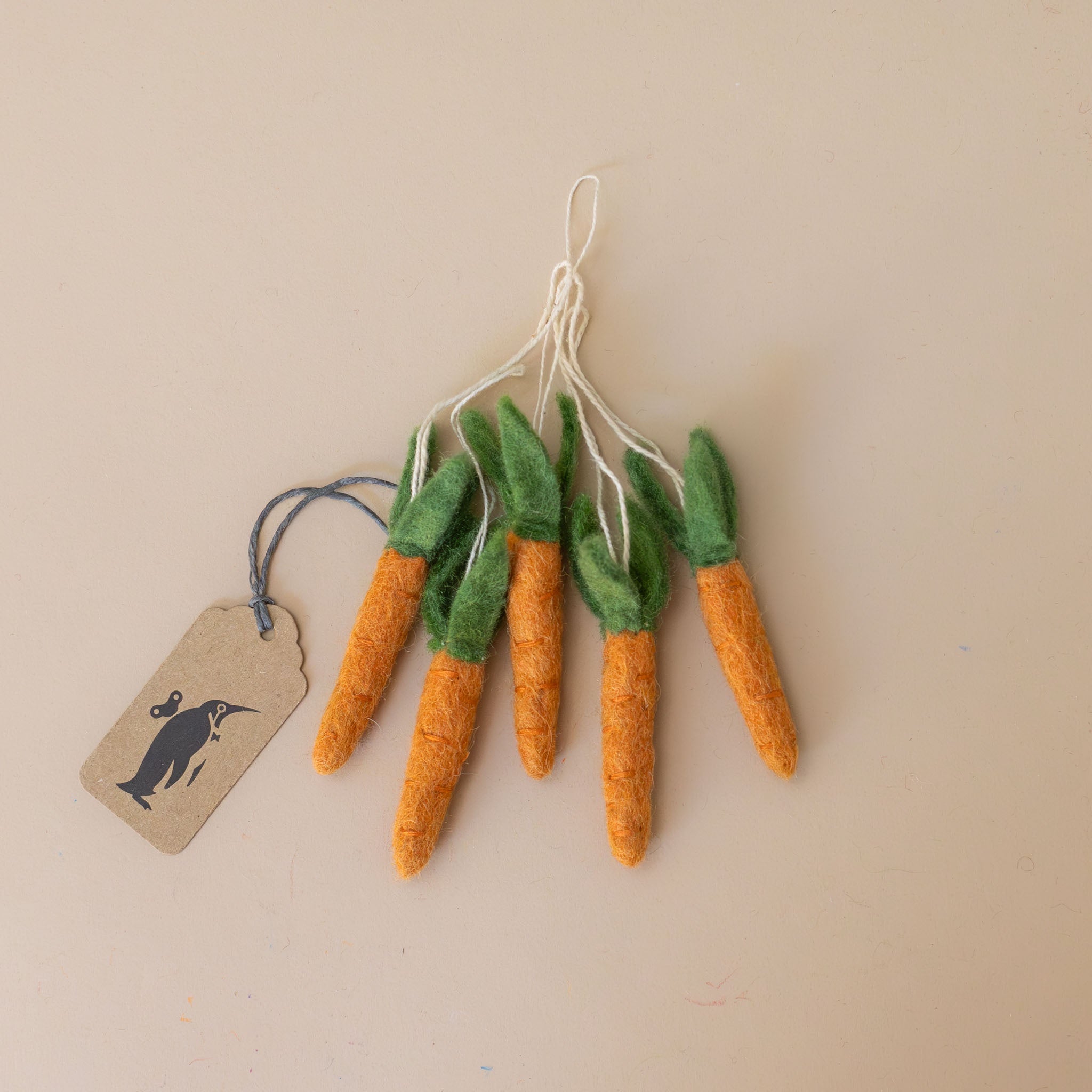 Little Felted Carrot Cluster Ornament Set