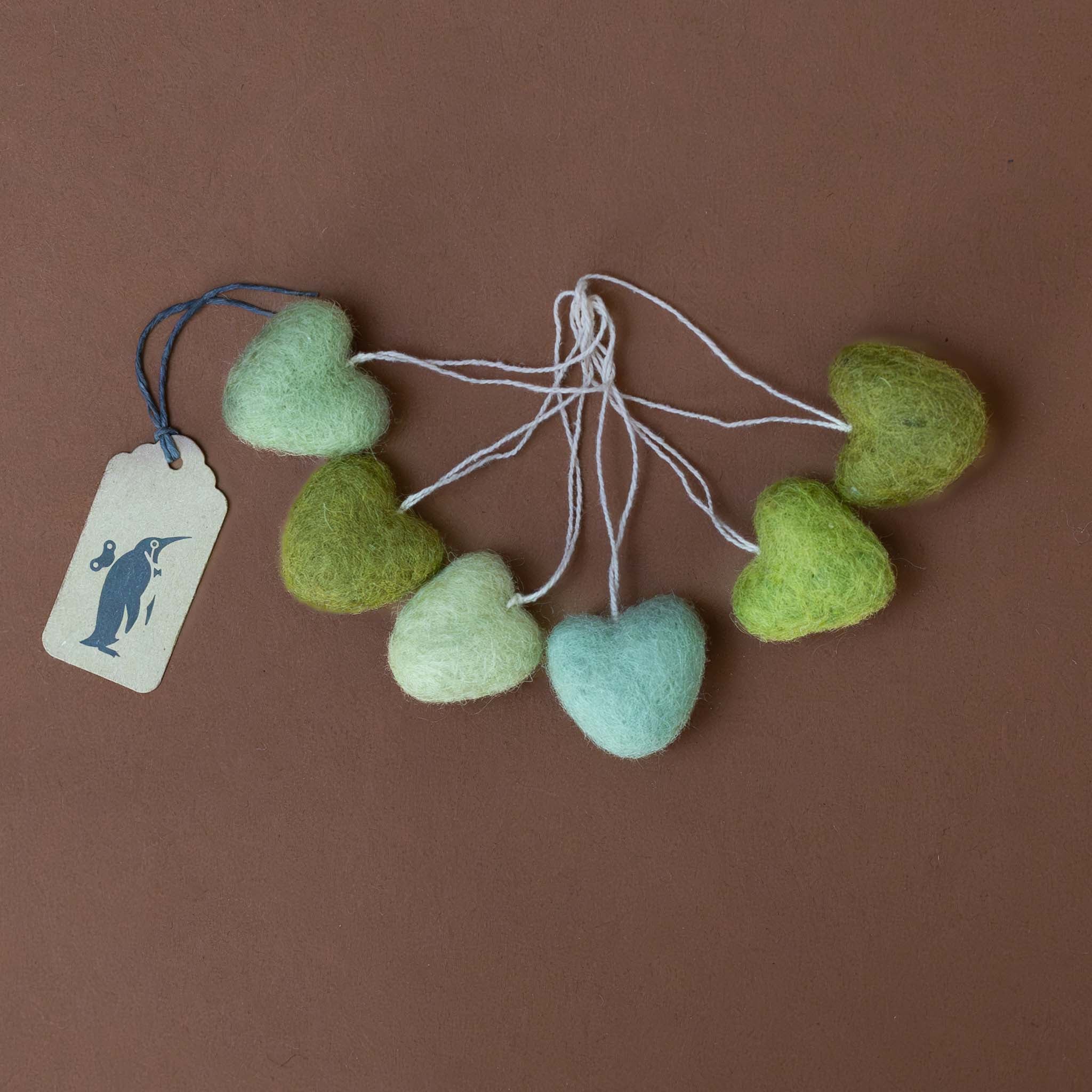 Little Felted Heart Ornament Set | Moss Ombre
