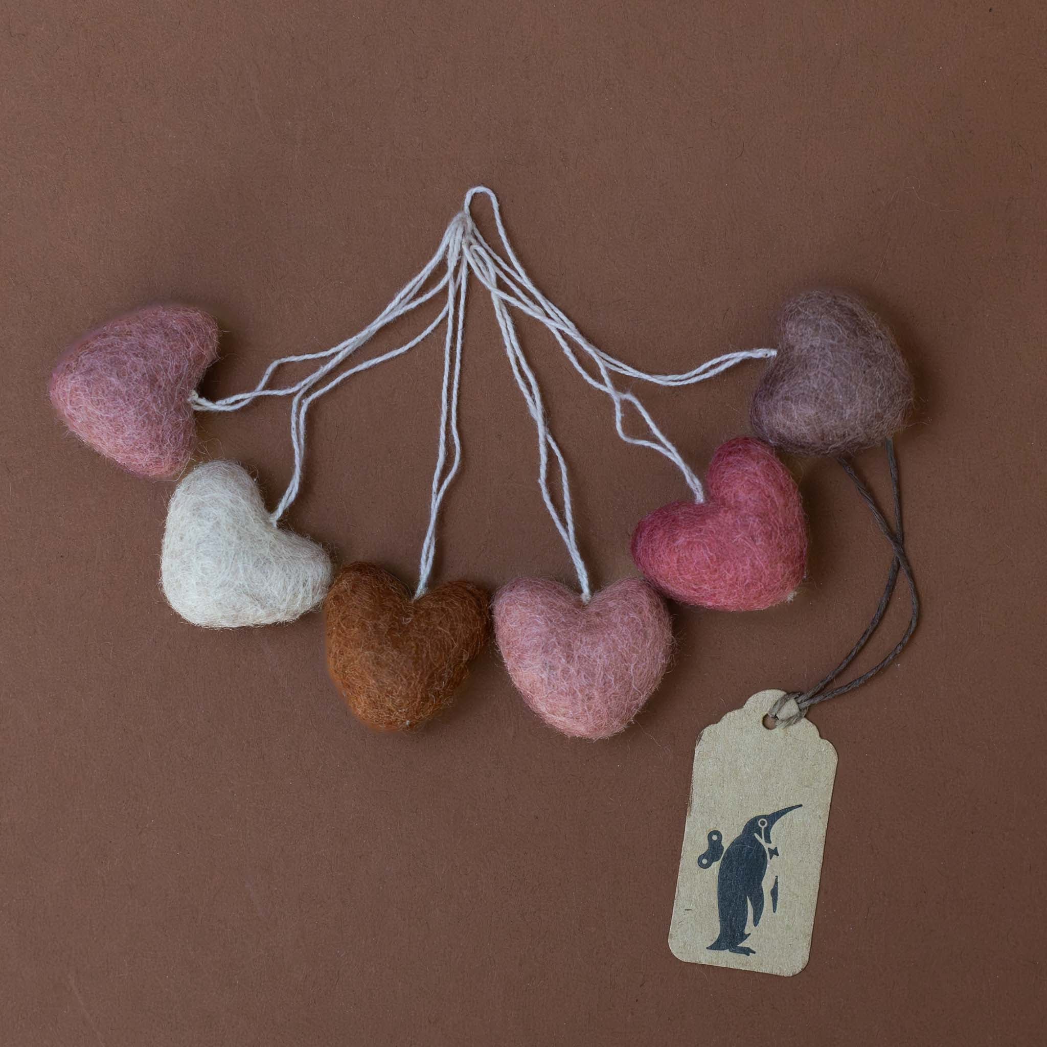 Little Felted Heart Ornament Set | Rose Ombre