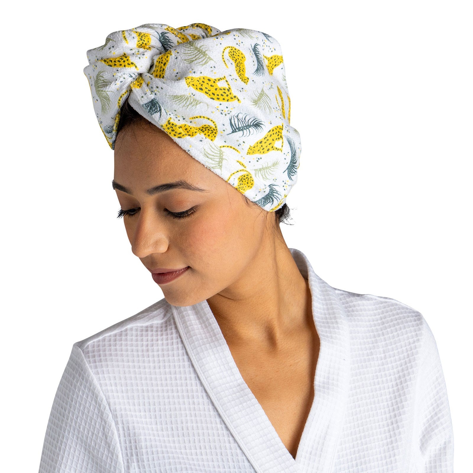 Lemon Lavender® Plot Twist Microfiber Turbo Towel - Jungle Cat