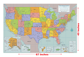 Laminated USA Wall Map (67'' W x 45'' H)
