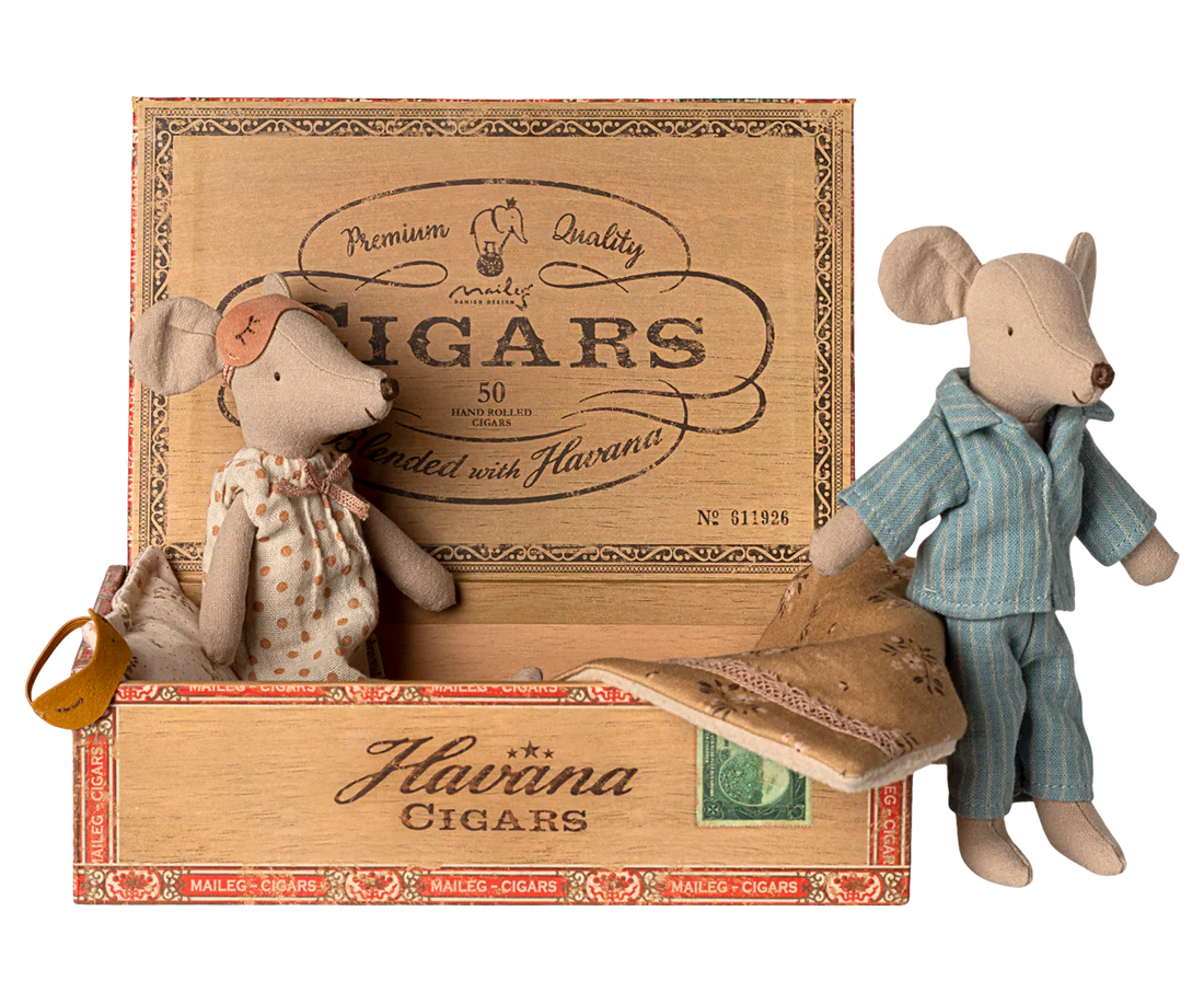 Mum & Dad mice in cigar box