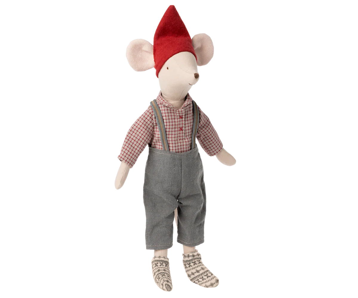 *NEW* Medium Christmas Mouse, Boy - Overalls