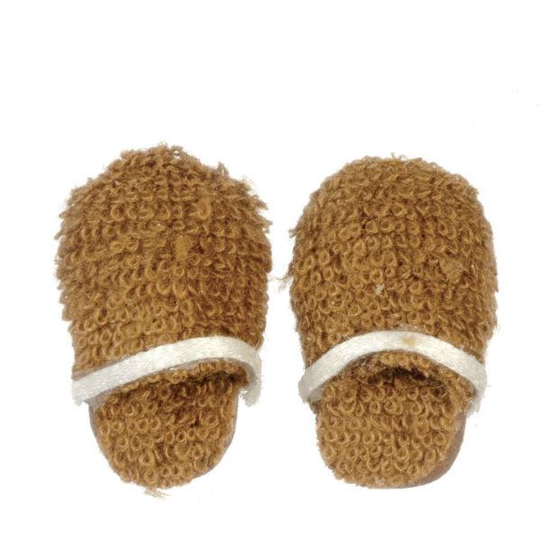 Brown & White Dollhouse Doll Men's Slippers