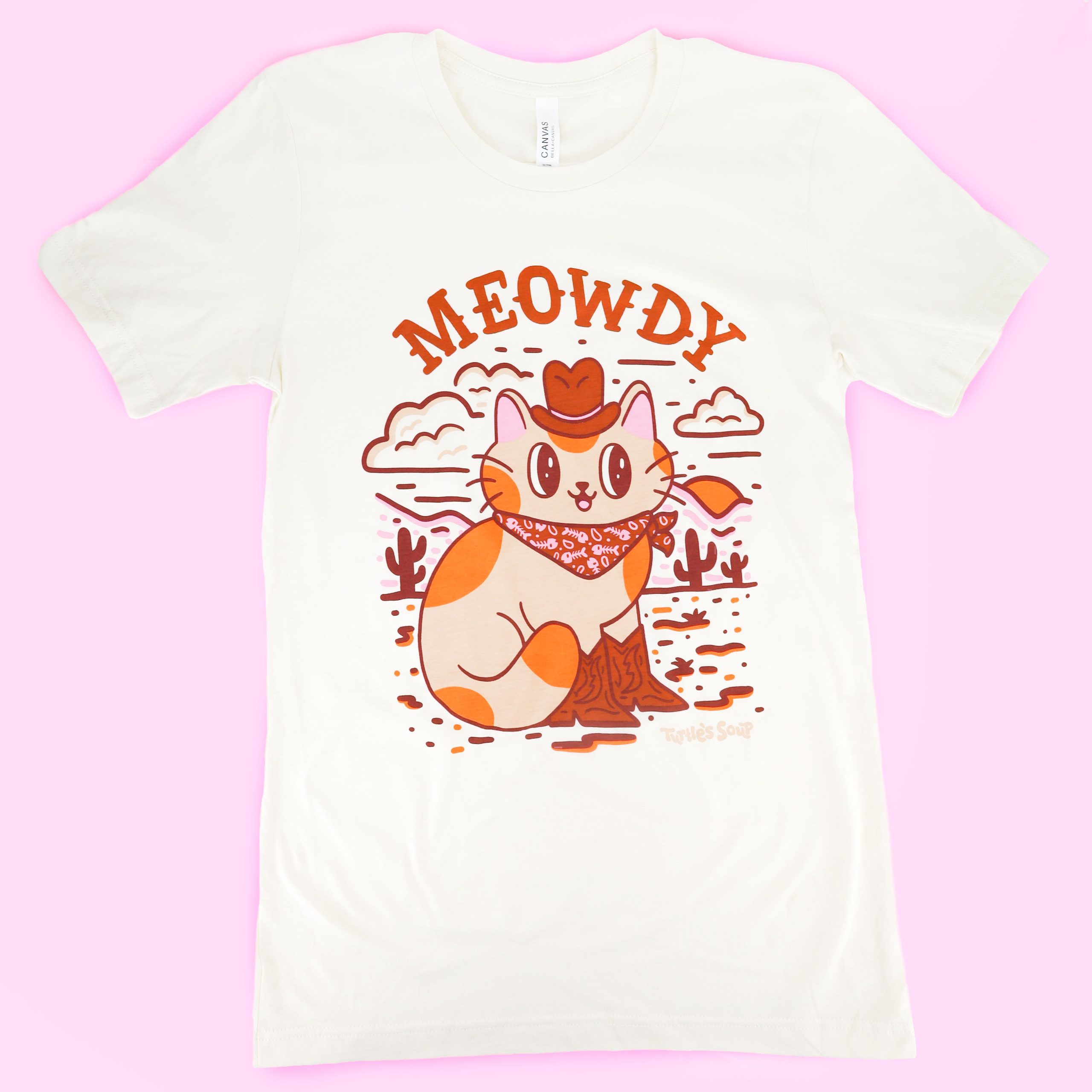 Meowdy Cowboy Cat Western Screen Printed T Shirt