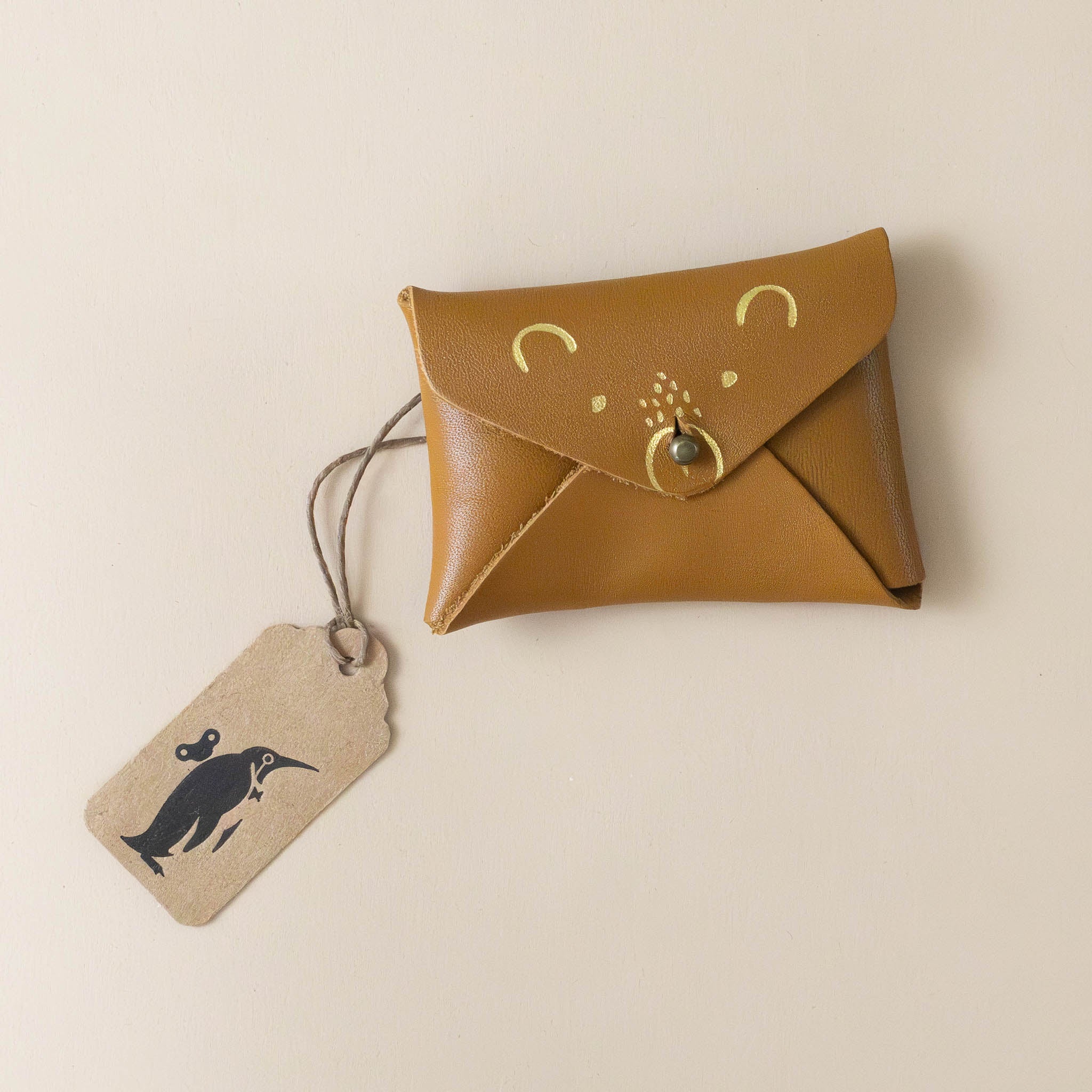 Mini Heart-Centered Bear Pouch | Caramel