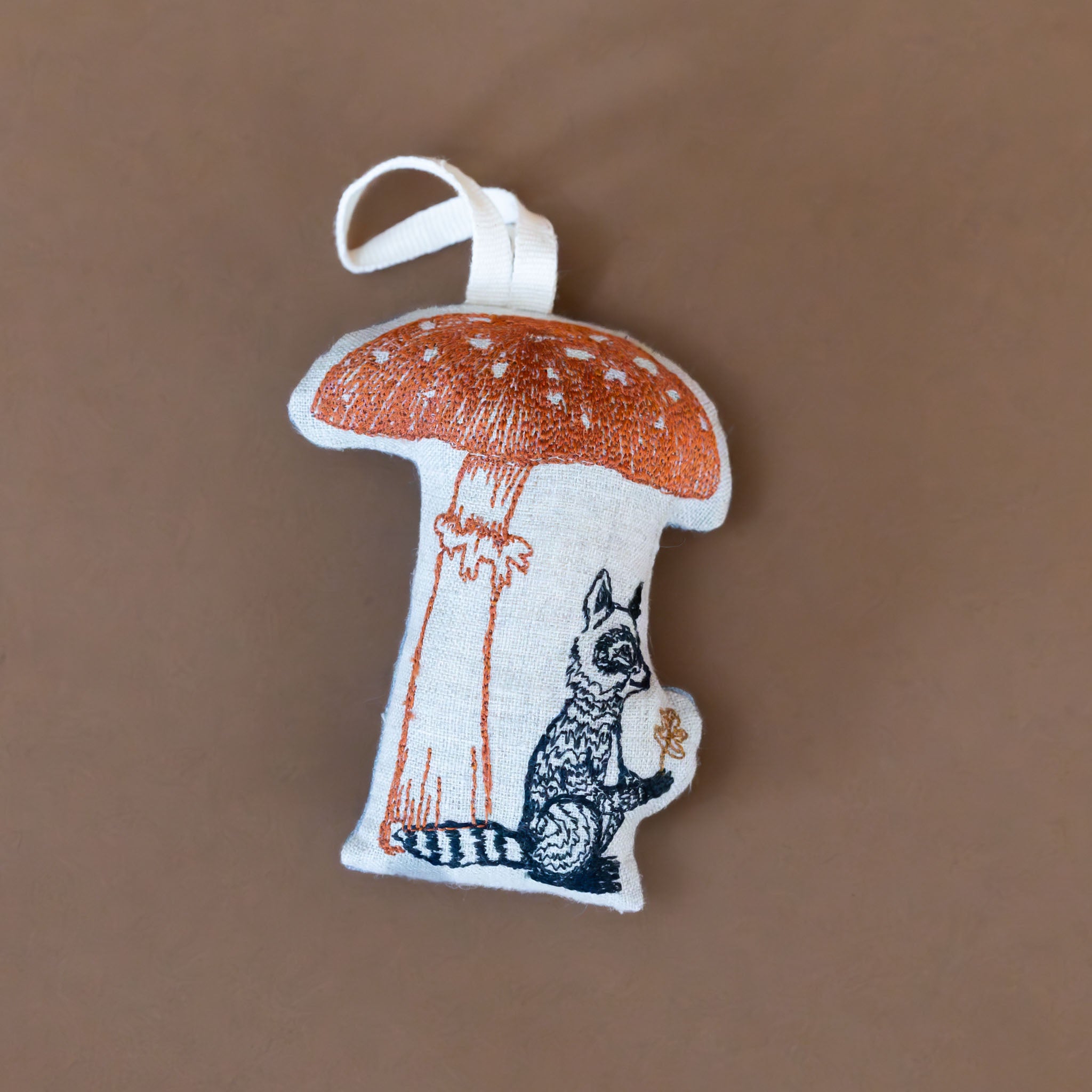 Embroidered Ornament | Mushroom Raccoon