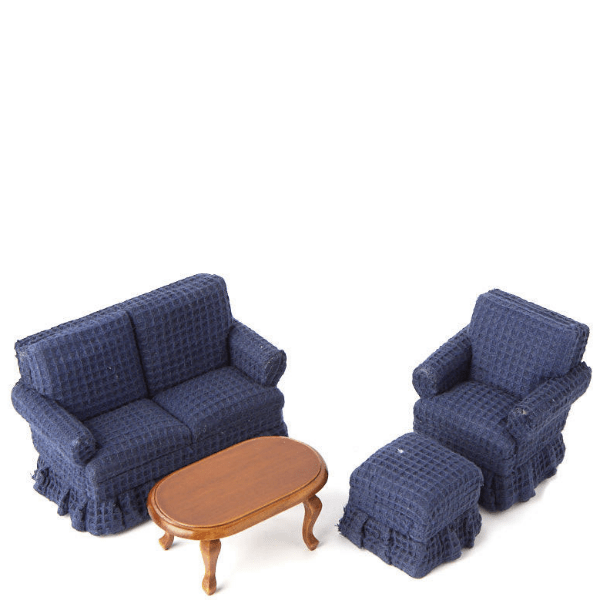 Navy Dollhouse Miniature Living Room Set