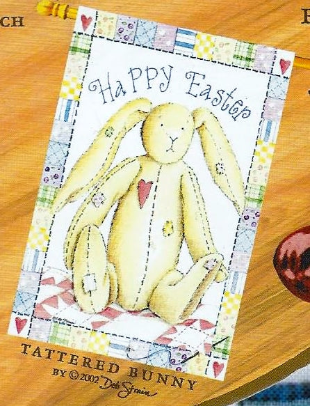 "Happy Easter - Tattered Bunny" Flag