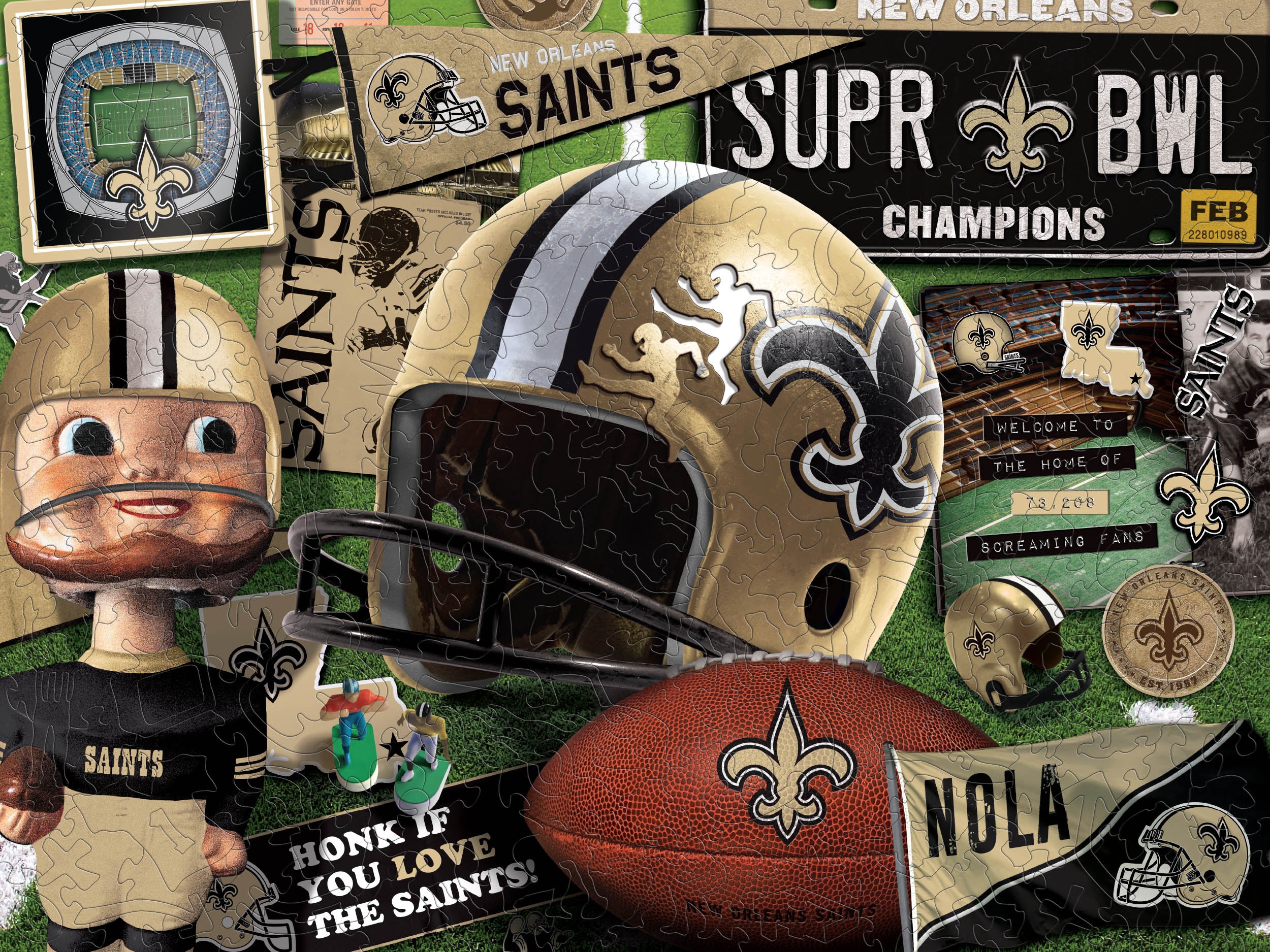 Wooden Retro New Orleans Saints Puzzle