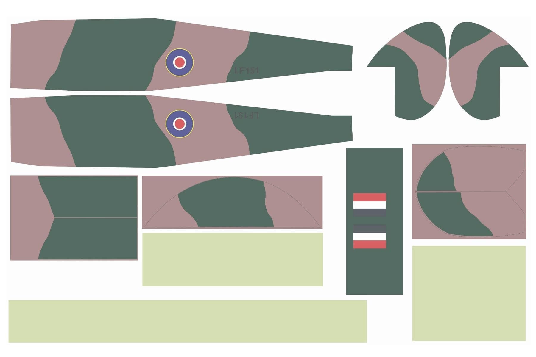 Nexa 1400mm DH.82 Tiger Moth British Camo Covering Set (Fuselage & Tail)