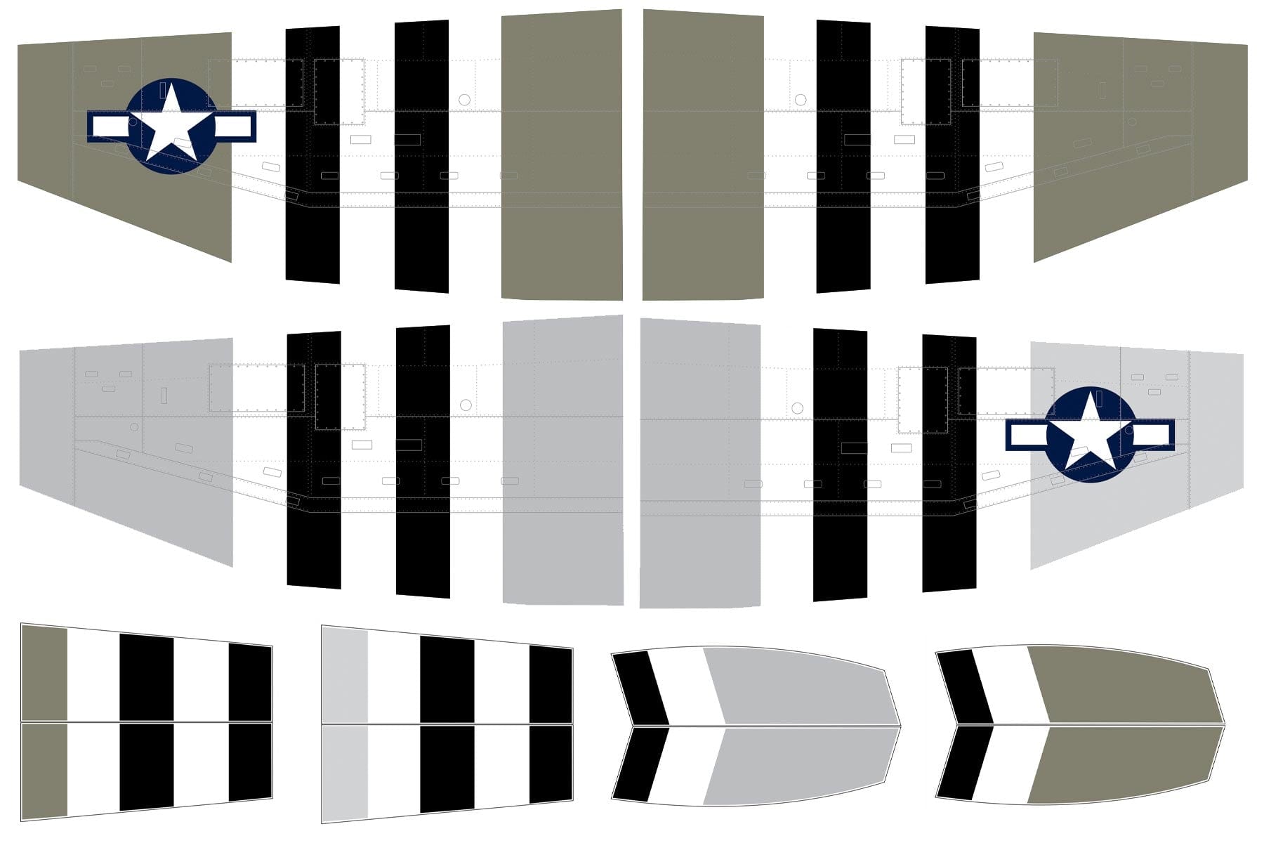 Nexa 1500mm P-47B Thunderbolt "Touch of Texas" Covering Set (Wing)