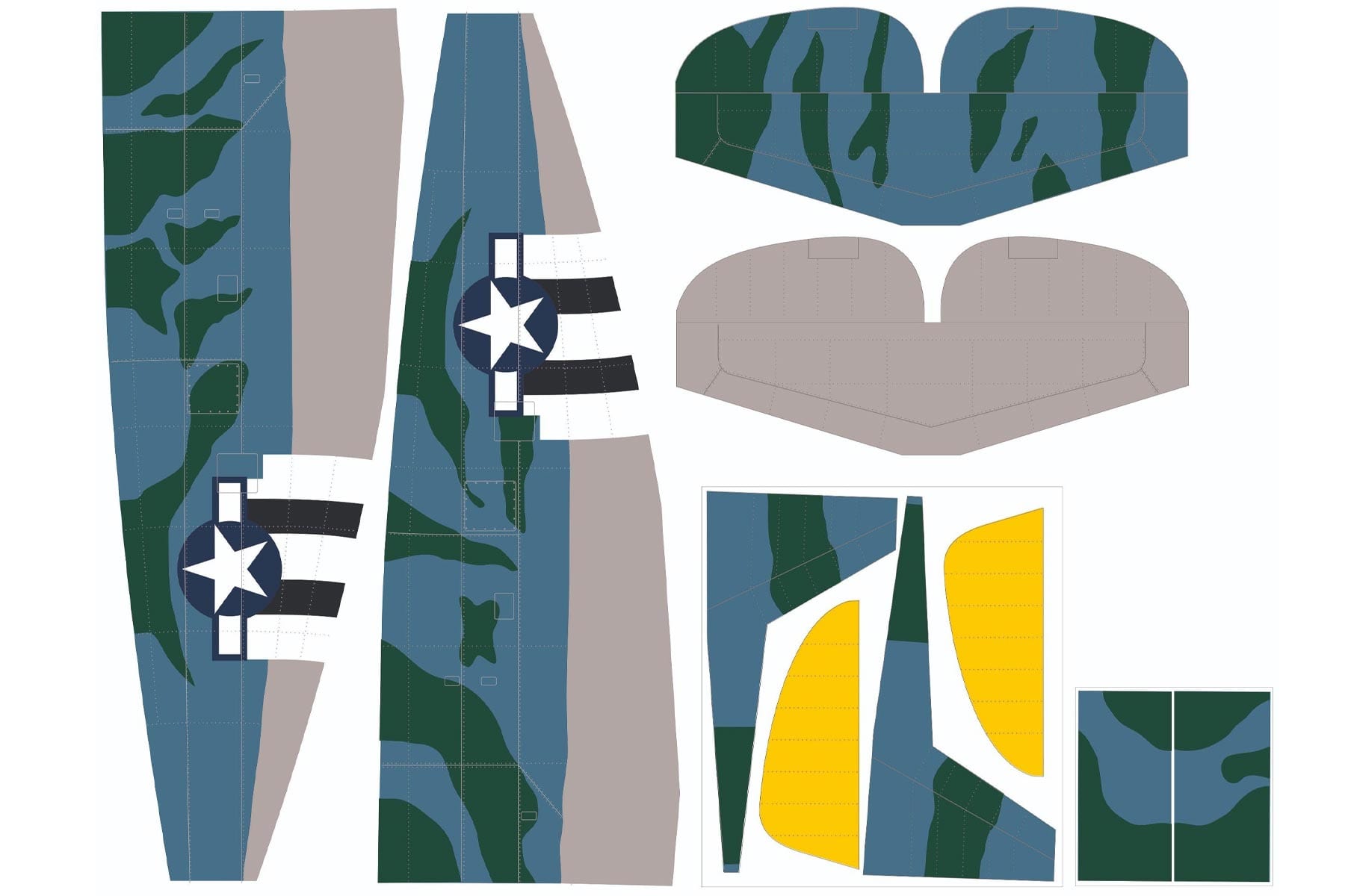 Nexa 1500mm P-47D Thunderbolt Camo Covering Set (Fuselage & Tail)