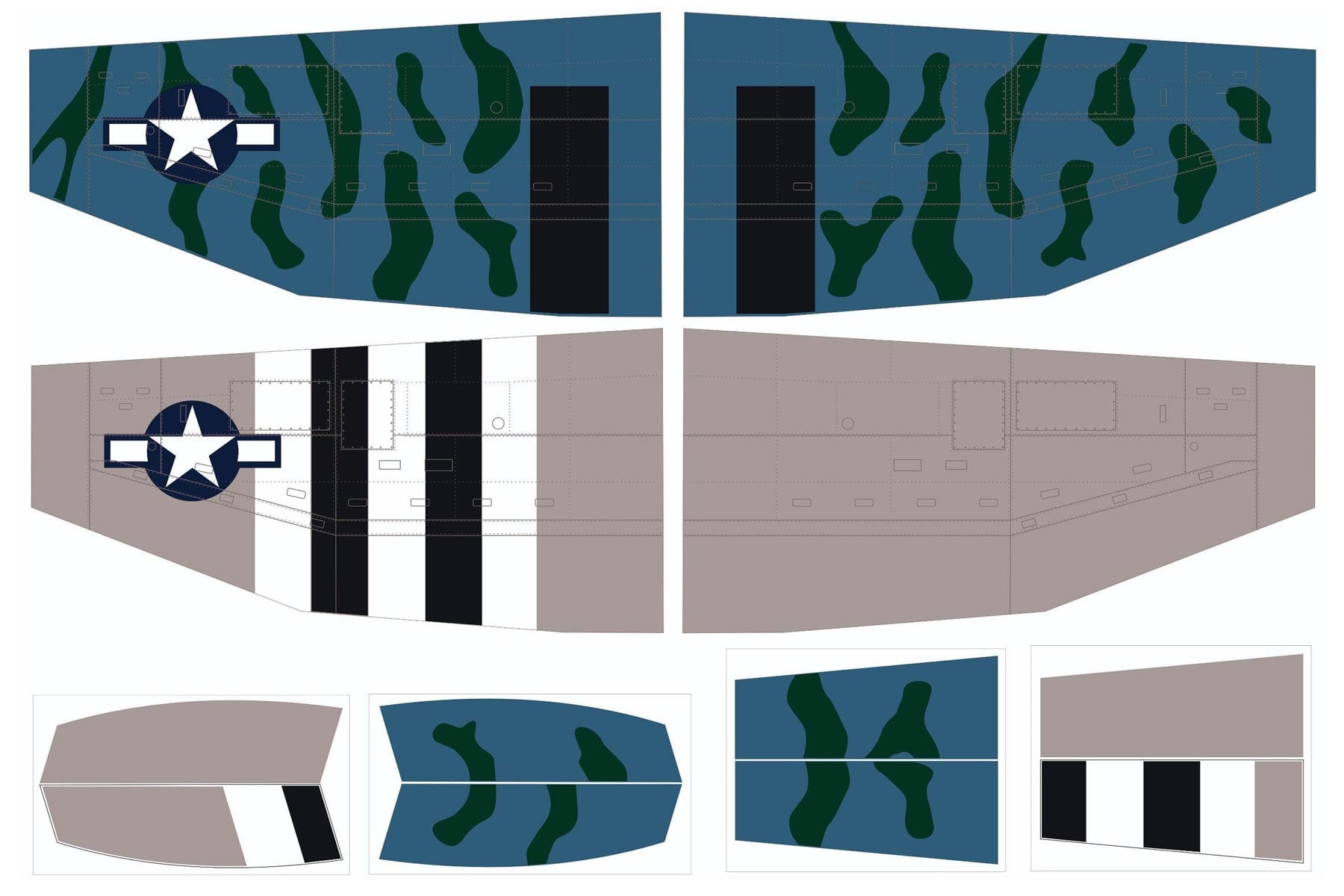 Nexa 1500mm P-47D Thunderbolt Camo Covering Set (Wing)