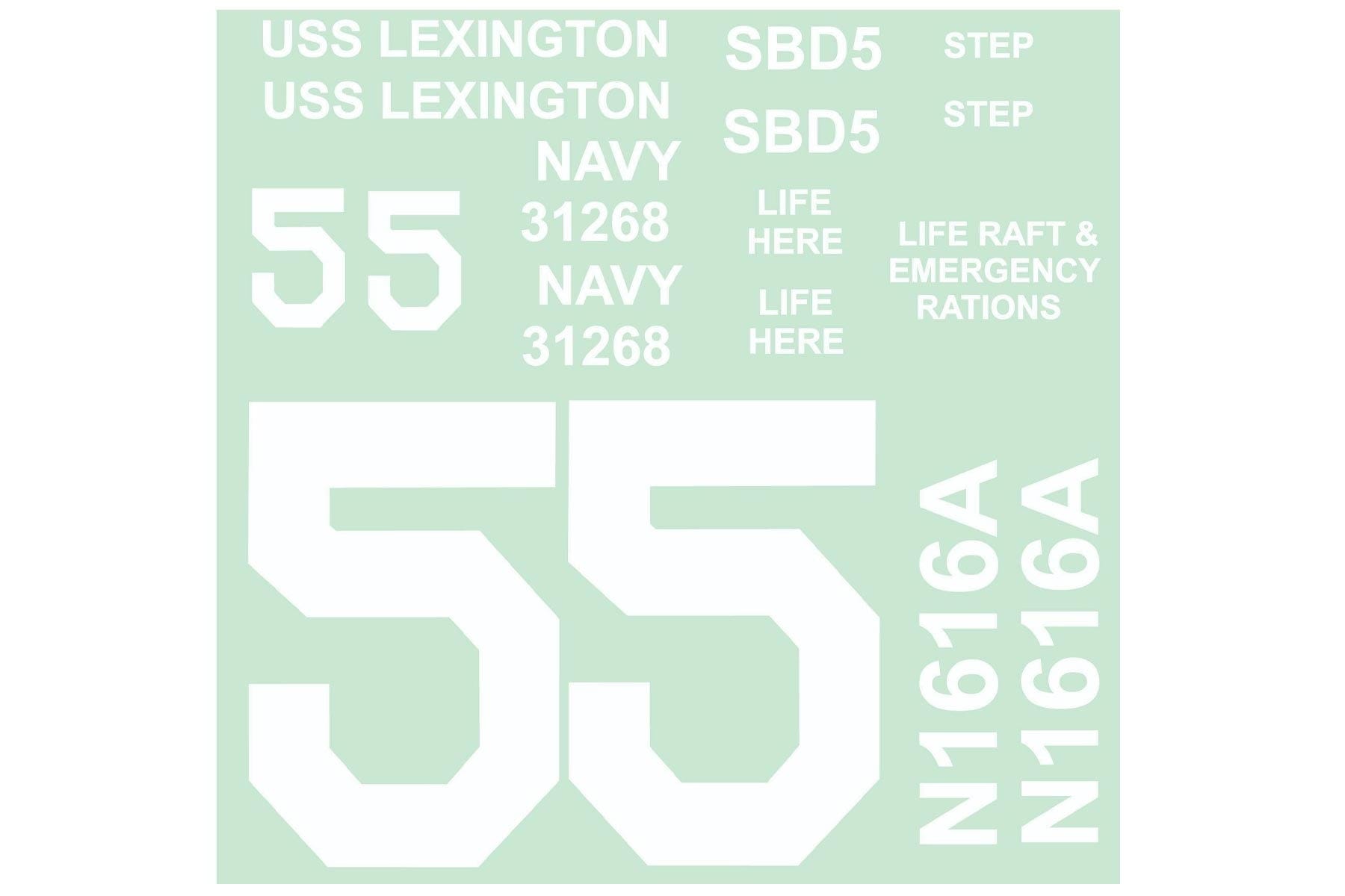 Nexa 2060mm SBD-5 Dauntless Decal Set