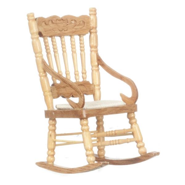 Oak Dollhouse Miniature Rocking Chair