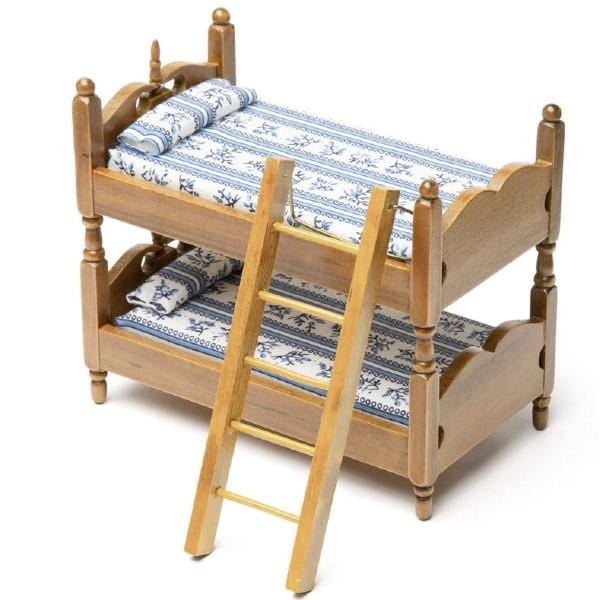 Walnut Dollhouse Miniature Bunk Bed