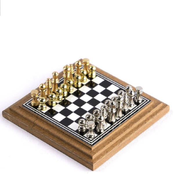 Oak Dollhouse Miniature Chess Set