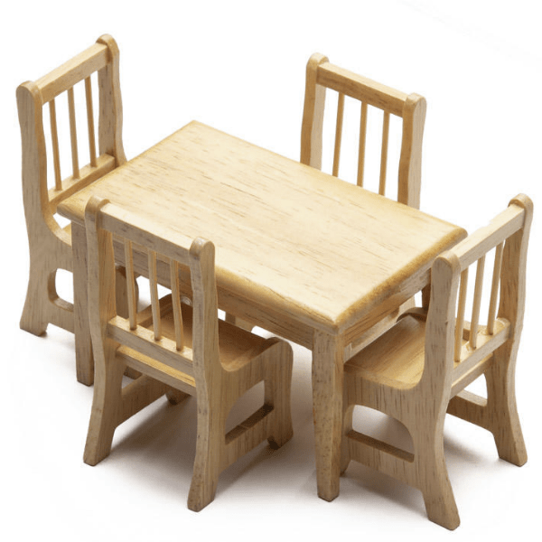Dollhouse Miniature Oak Kitchen Table Set