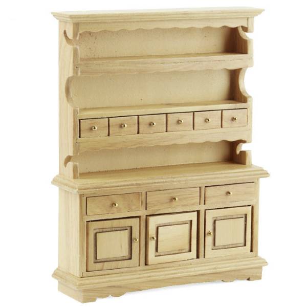 Oak Dollhouse Miniature Colonial Hutch