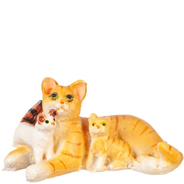 Dollhouse Miniature Orange Cat with Kittens