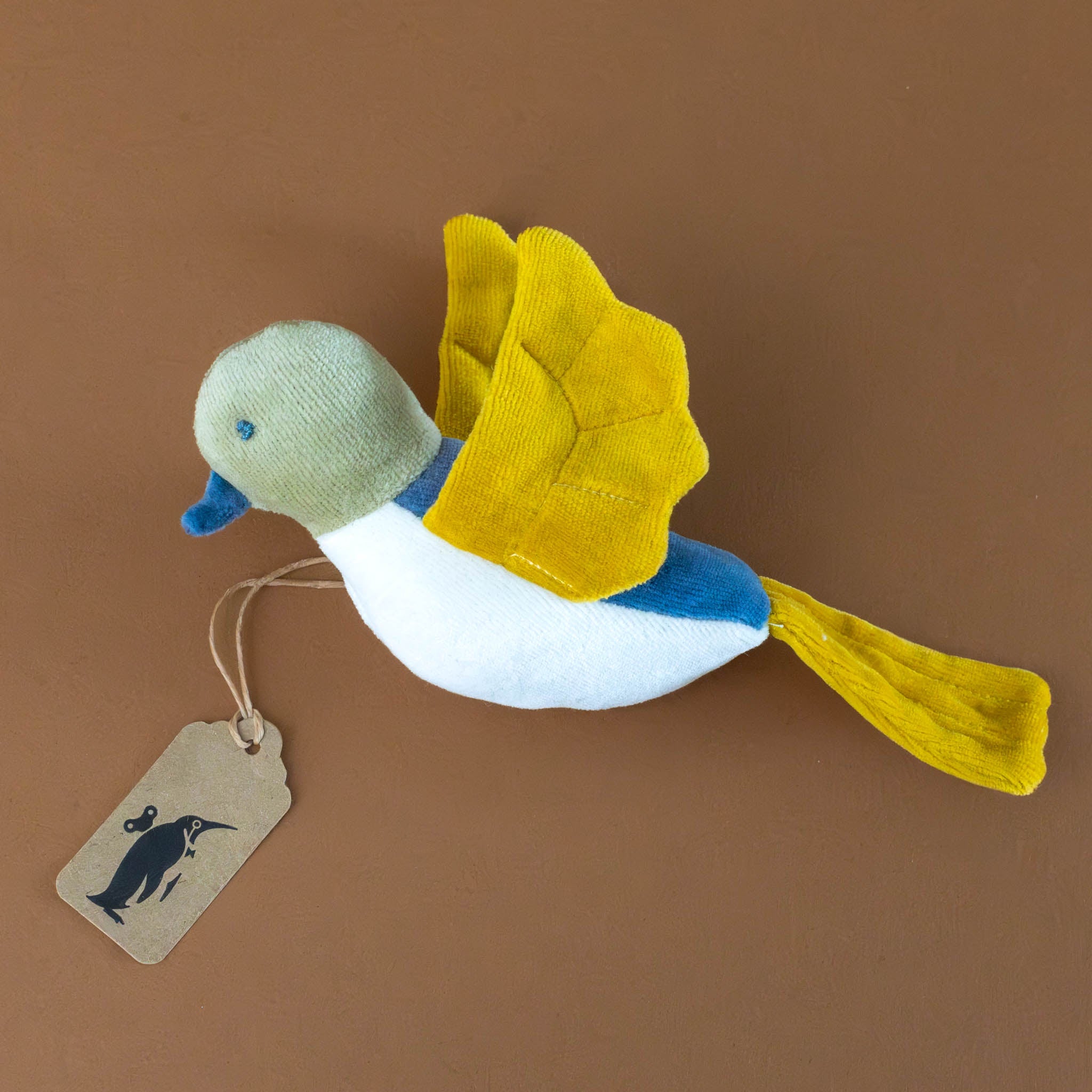 Organic Cotton Bird Teether | Ochre & Navy