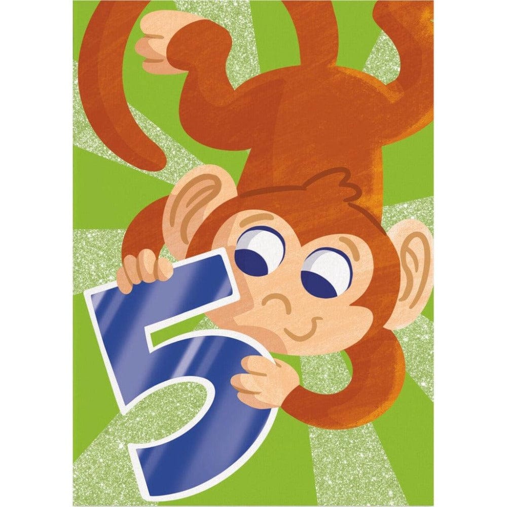 5 Year Old Monkey Birthday Card