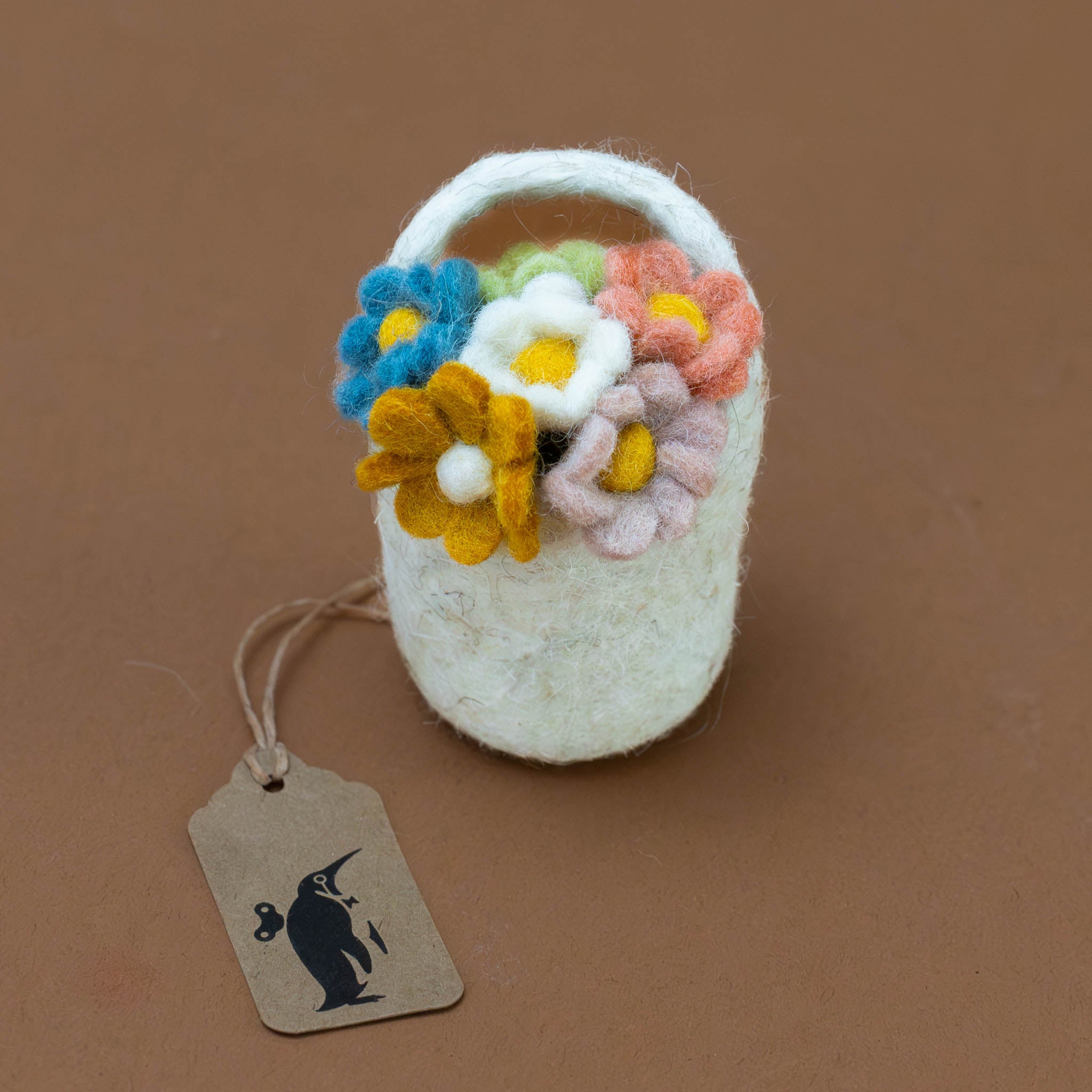 Petite Felted Flower Basket | Oatmeal