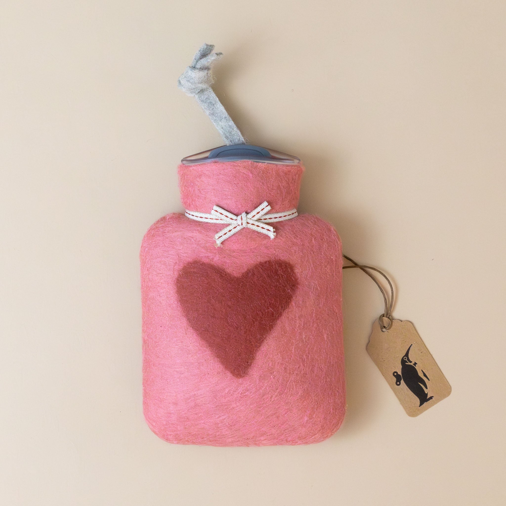 Petite Felted Wool Hot Water Bottle | Rosy-Red Heart