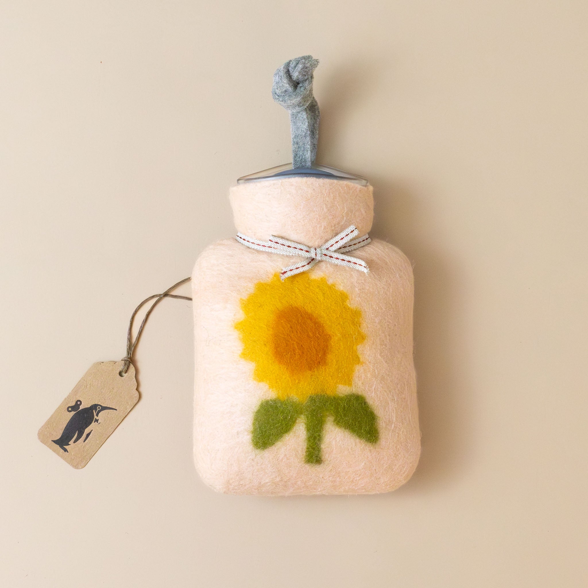 Petite Felted Wool Hot Water Bottle | Rosy Sunflower