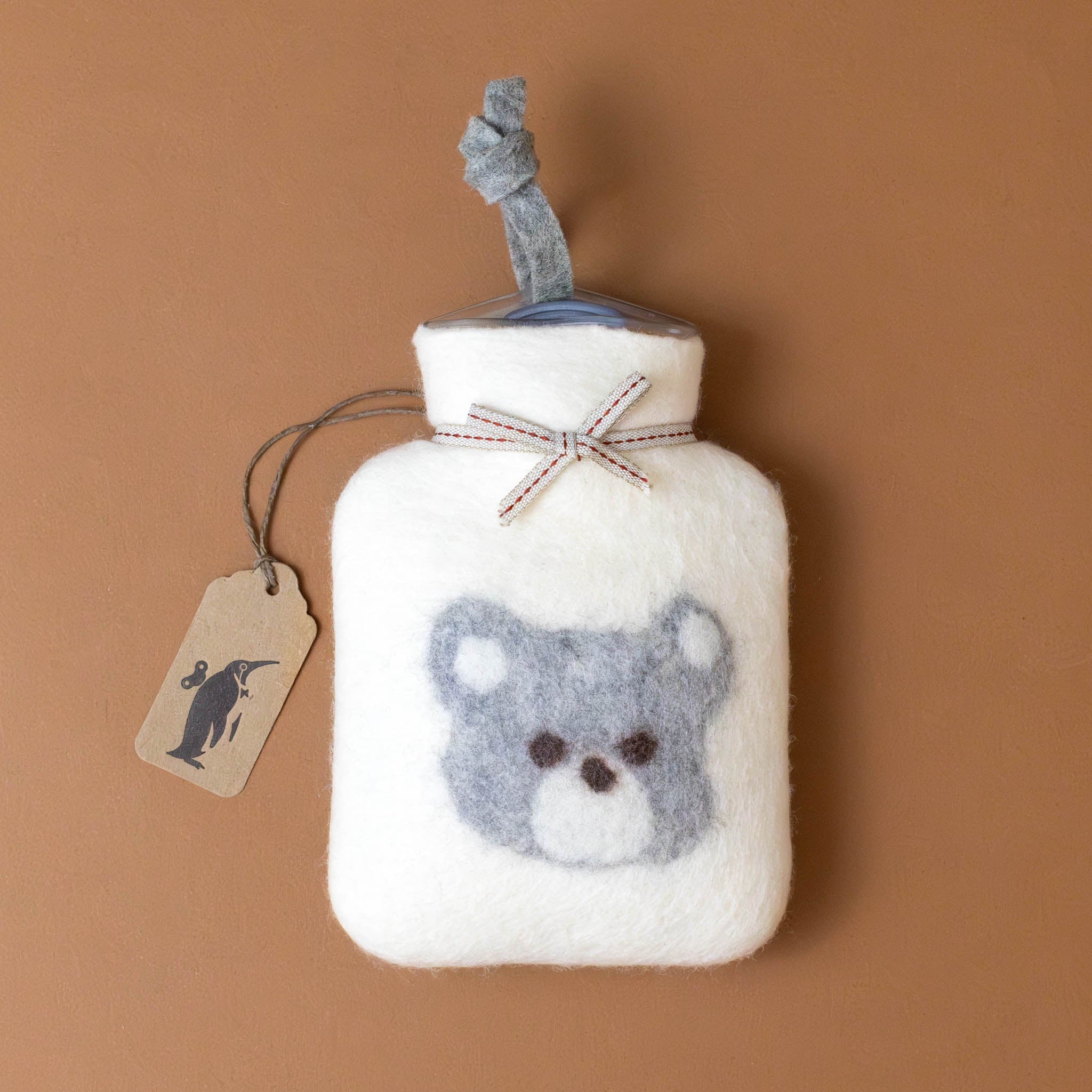 Petite Felted Wool Hot Water Bottle | White Bear