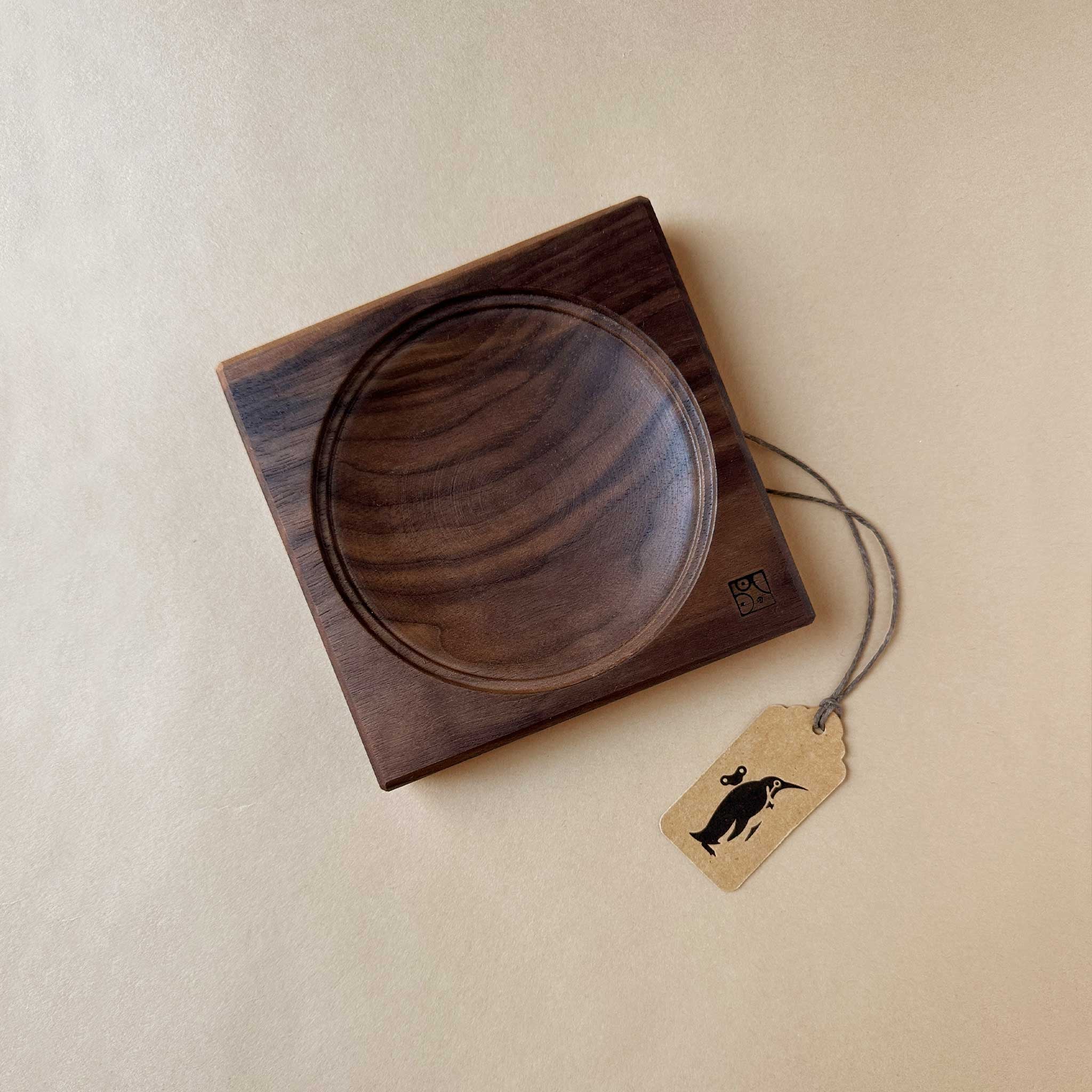Petite Wooden Spinning Top Base | Walnut