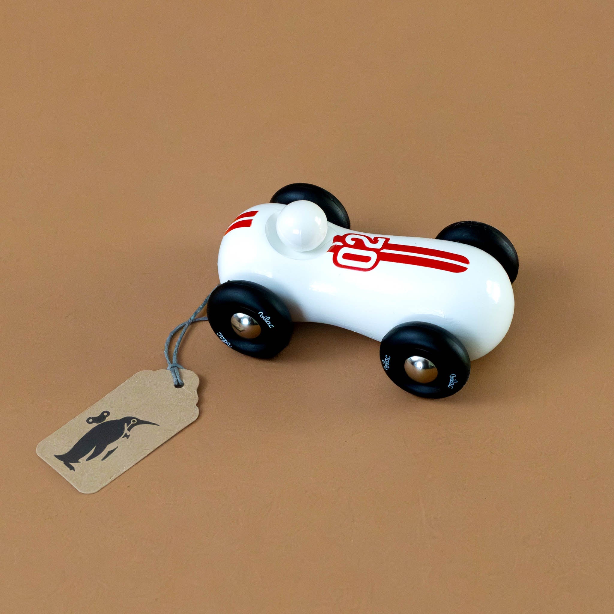 Petite Wooden Vintage Streamline Car | White