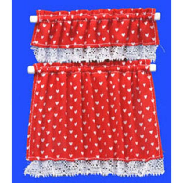 Red Heart Dollhouse Cottage Curtains